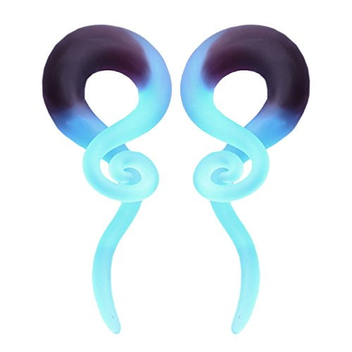 TOPBRIGHT 0G 00G 1//2 inch Spiral Glass Tapers with Jellyfish Ear Expander Plugs Glass Ear Piercing Gauges